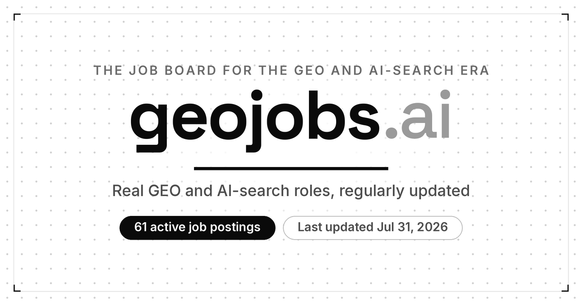 I couldn't find a job board for GEO (AI-search) jobs, so I built geojobs.ai logo